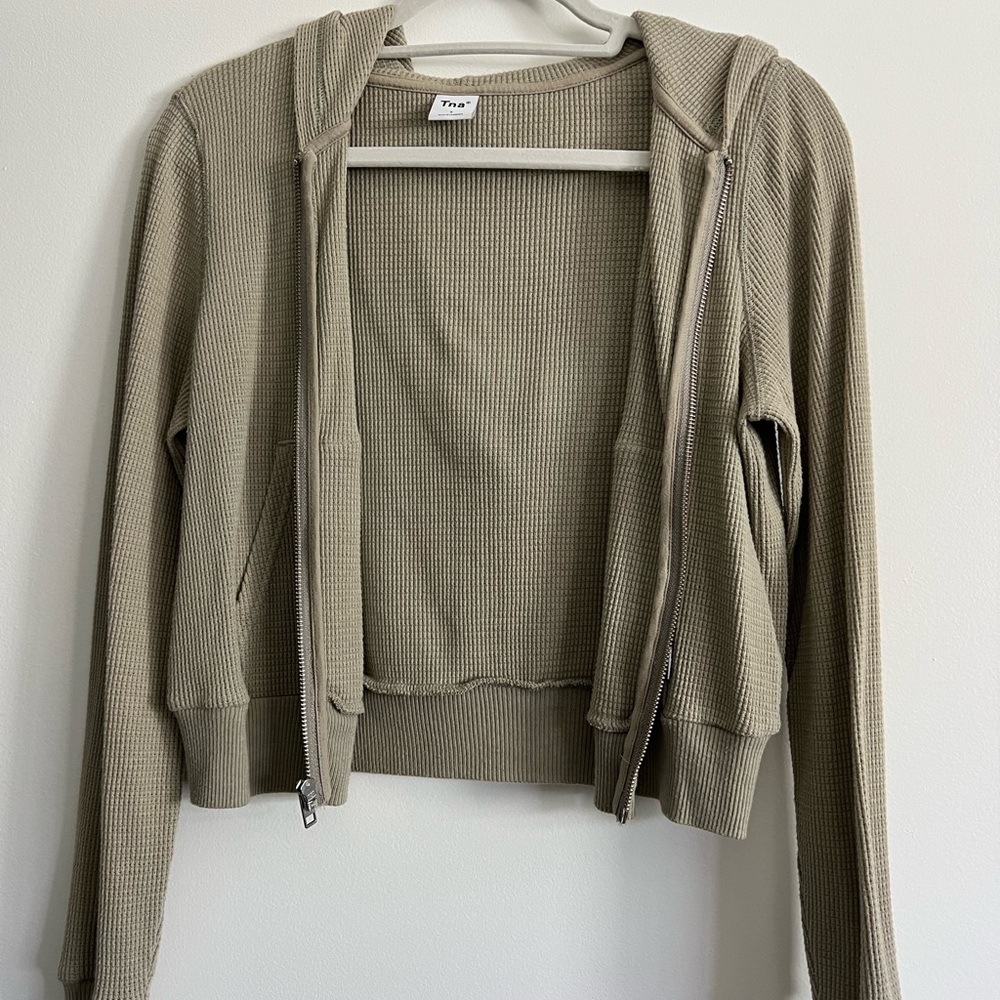 Aritzia Tna Waffle Zip Hoodie